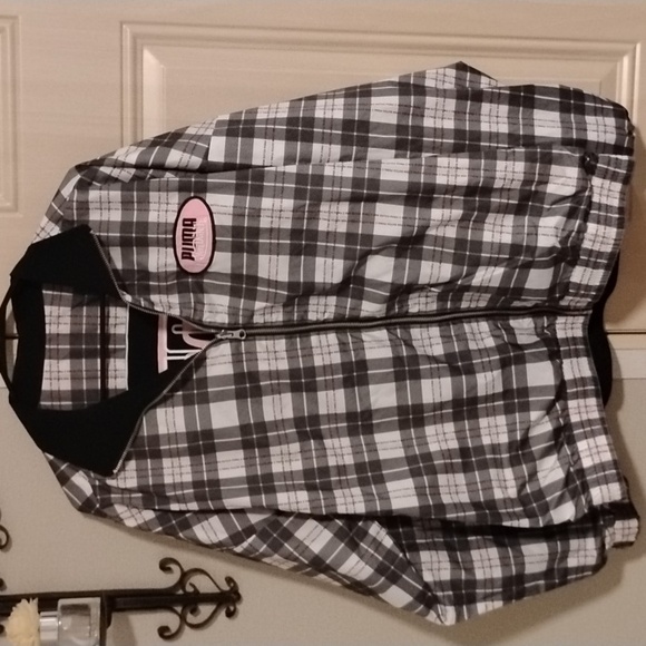 Puma x Von Dutch Reversible Black, Pink & White Colorblock & Plaid Windbreaker M - Picture 9 of 11